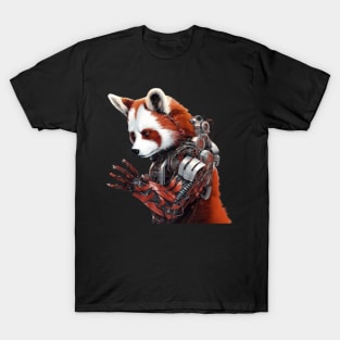 Mechanized Marvel: Red Panda Cyborg T-Shirt